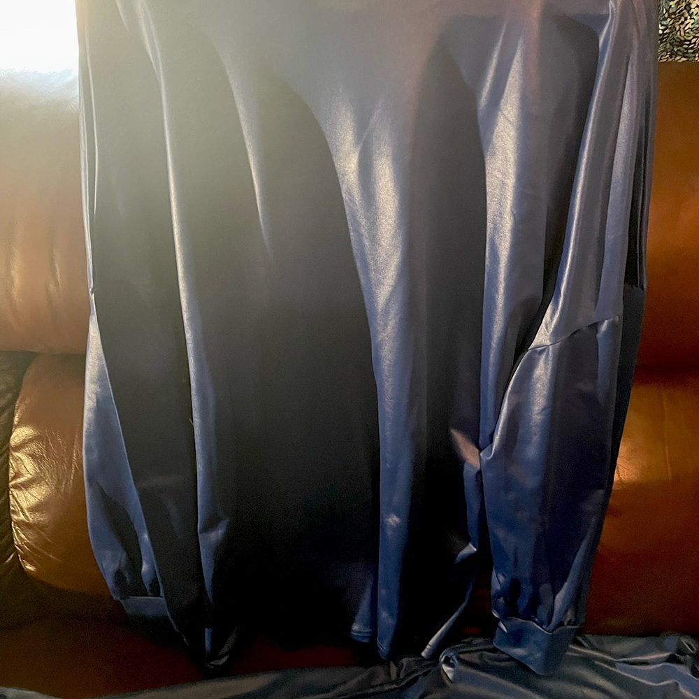 Metallic blue pleather pants fit!!